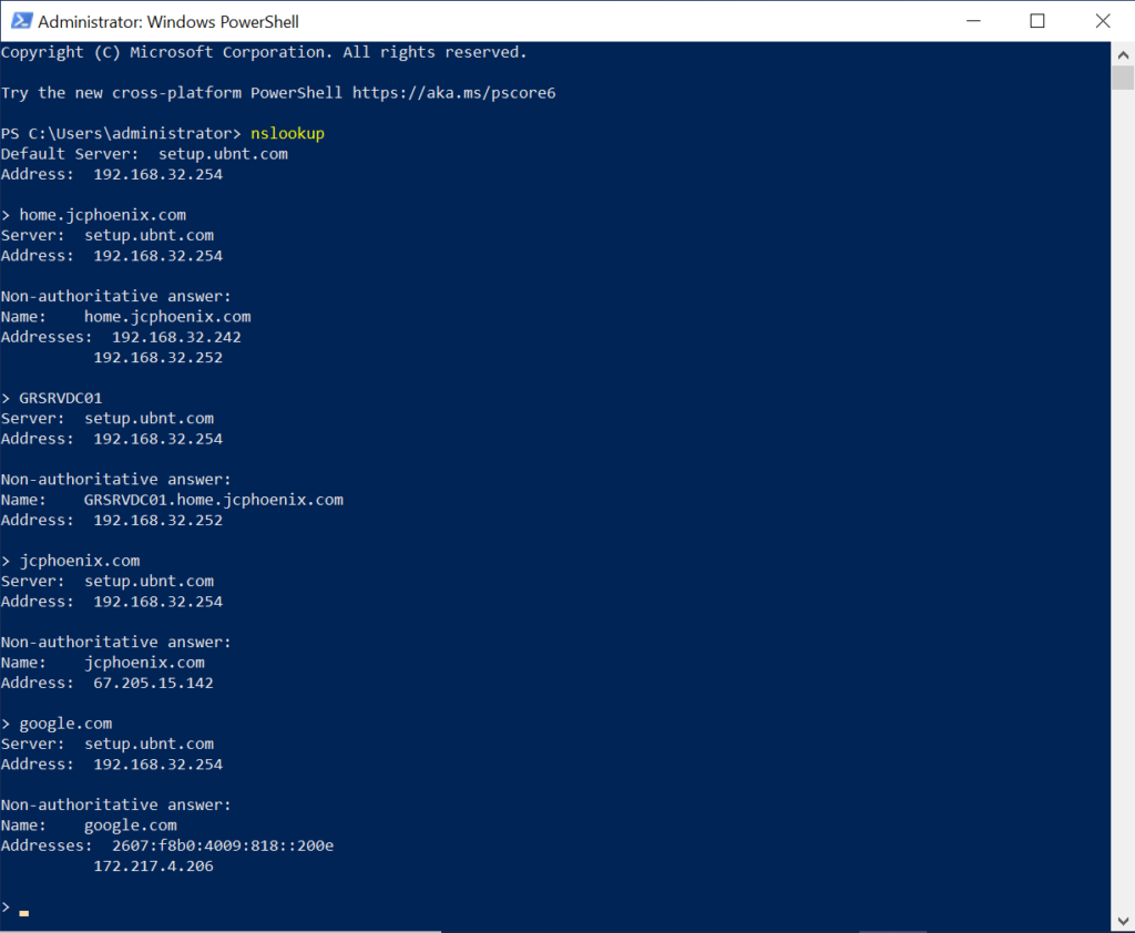 Powershell Results of NSLookup