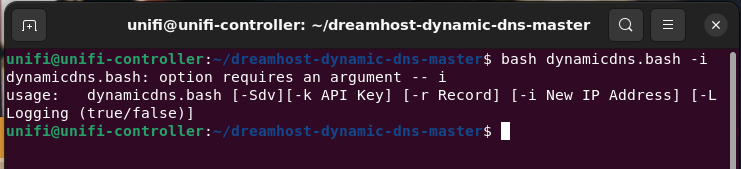 Ubuntu Terminal test showing the bash command and the error generated.